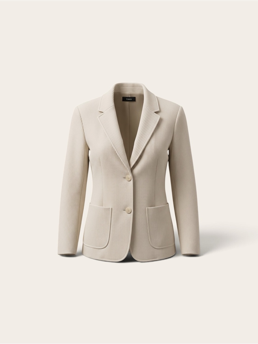 Theory | Cream Textured Two-Button Suit Blazer Jacket | Size 8 - Picture 2 of 10